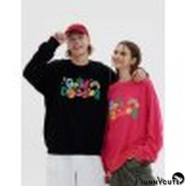 Unisex Rainbow Letter Graphic Couple Sweatshirt