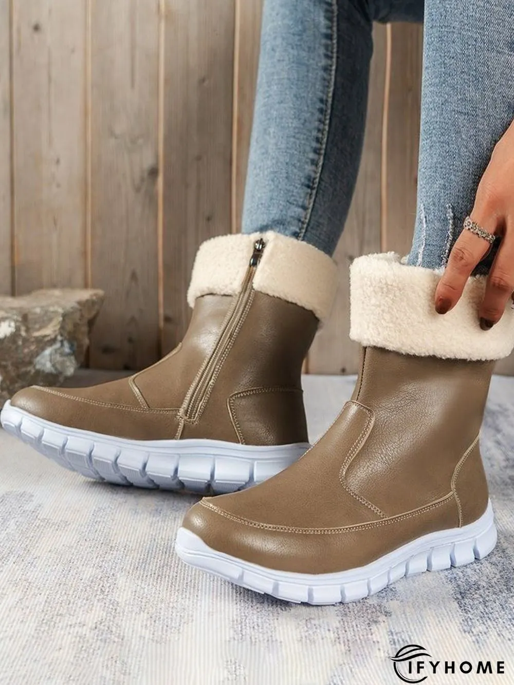 Warm Comfort Lightweight Soft Sole Patchwork Zipper Snow Boots | IFYHOME