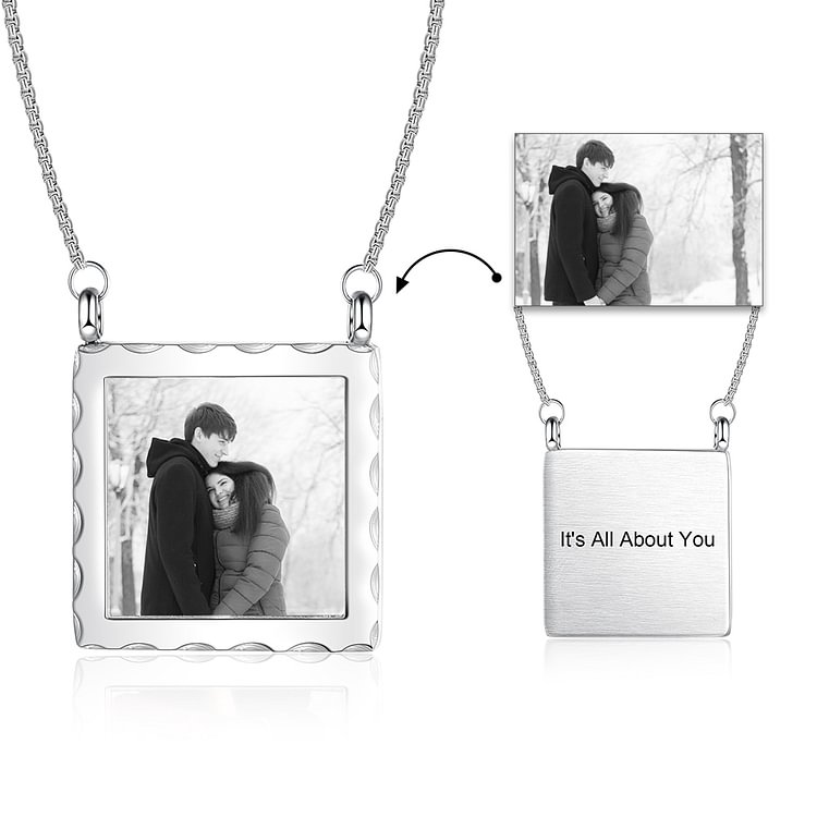 Personalized Picture Necklace with Engraving Embossed Printing, Custom Necklace with Picture and Text