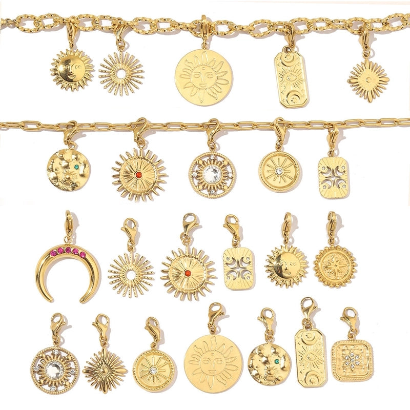 3 PCS/Package Titanium Steel Rhinestones Sun Moon Pendant Jewelry Accessories