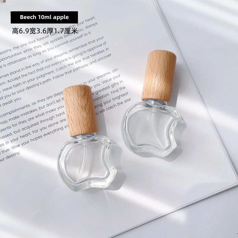 Perfume Sub-bottle High-end Portable 10 Ml Small Sample Bottle Press Bottle Glass Spray Replacement Bottle Wooden Lid Empty Bottle
