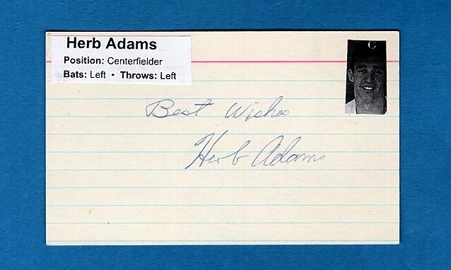 1948 HERB ADAMS -CHICAGO WHITE SOX AUTOGRAPHED 3X5 CARD W/Photo Poster painting-EX+(d.2012)