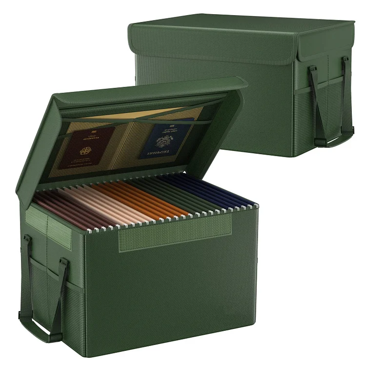 File Box Fireproof Document Box with Lock, File Storage Organizer Box with Tab Inserts