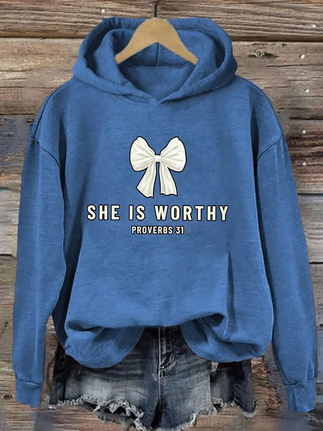 She Is Worthy Bow Hoodie