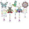 5PCS-1 5D DIY Diamond Painting Wind Chimes Suncatcher Kit Double Sided Diamond Art Kits Suncatcher with Crystal Pendant for Home Wall Window Decor Adults DIY Art Craft