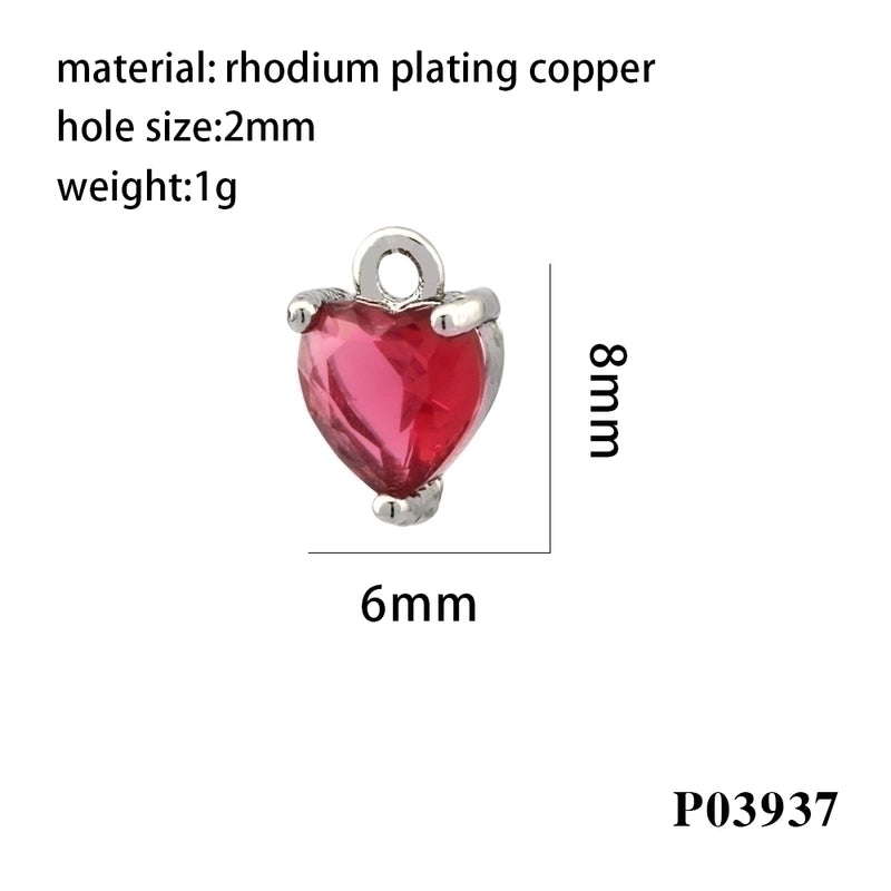 Romantic Minimalist Heart Shape Copper Plating Inlay Zircon 18k Gold Plated Valentine’s Day Charms