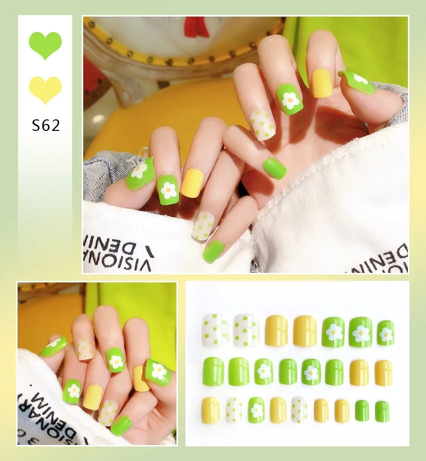 Nail Art Fake Nails Short Tips Press on With Glue Coffin Stick Clear False Display Designs Set Full Cover Artificial Square Kiss-Nail Inspo