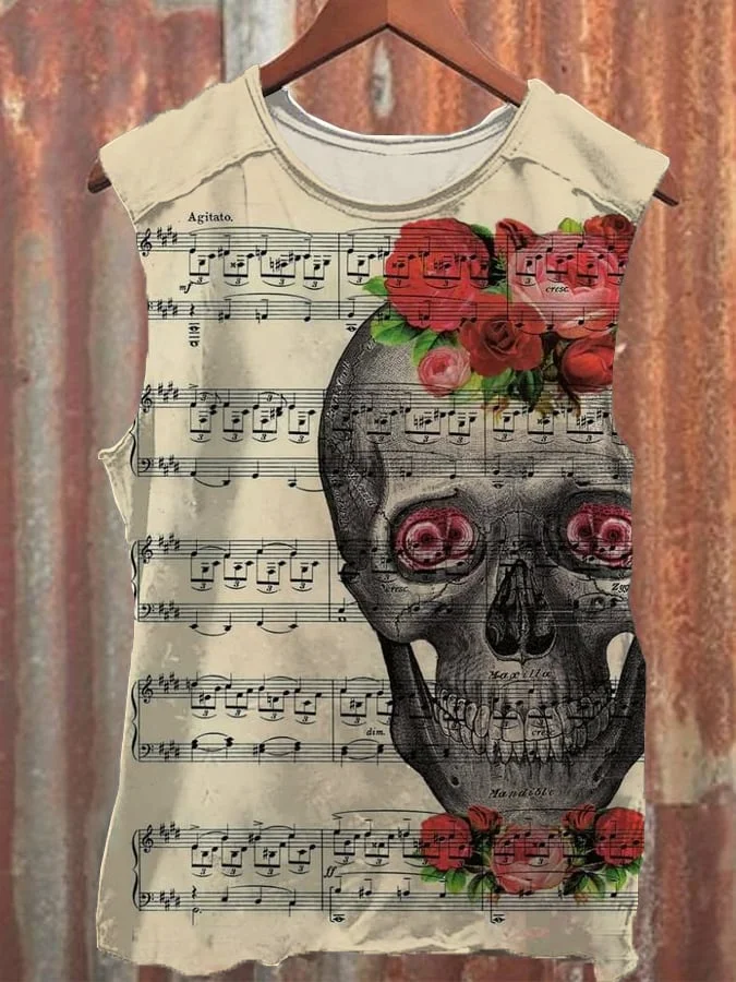 Unisex Vintage Western Art Print Casual Vest