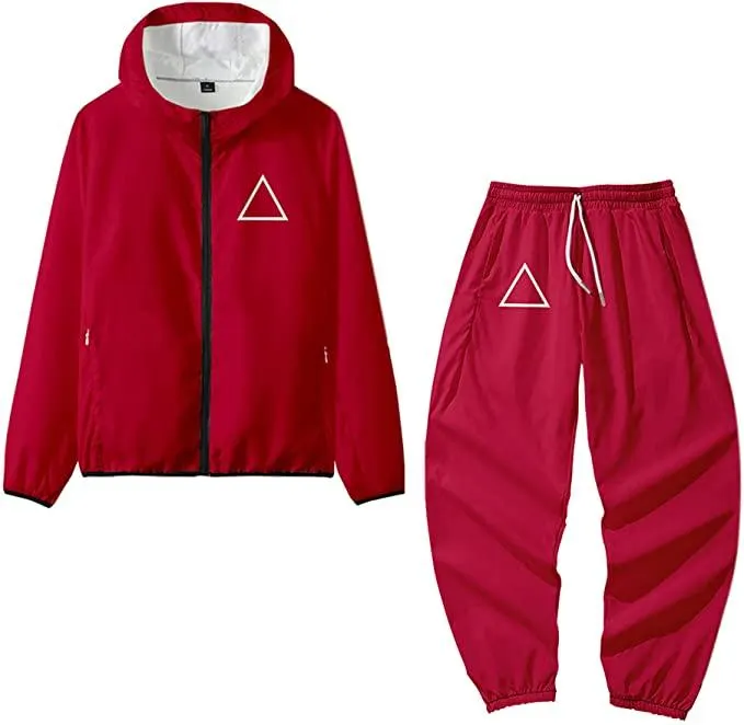 Squid Game Supervisor Cosplay Costume Red Suit Halloween Onesie Outfits