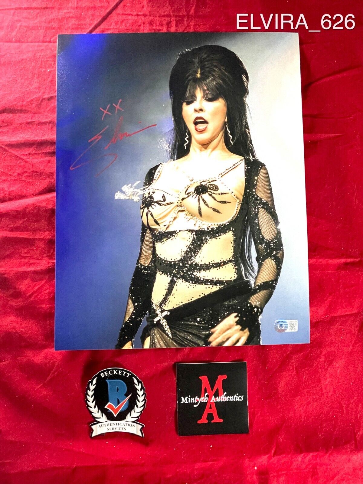 ELVIRA CASSANDRA PETERSON AUTOGRAPHED SIGNED 11x14 Photo Poster painting! BECKETT COA! HORROR!