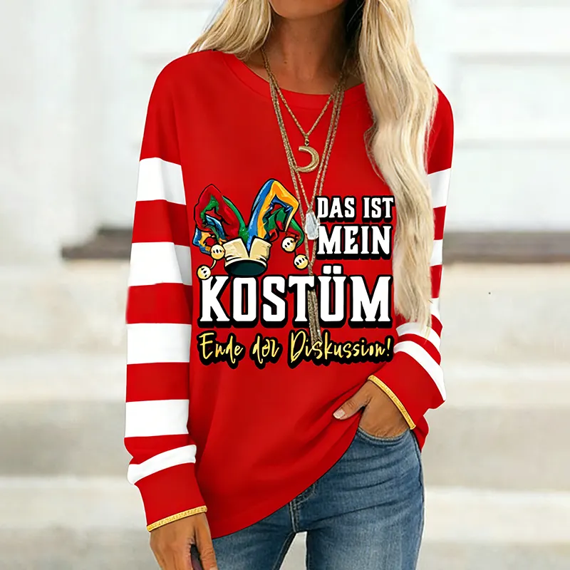 Women's Cologne Carnival Graphic Round Neck Long Sleeve Tunic elevenforest