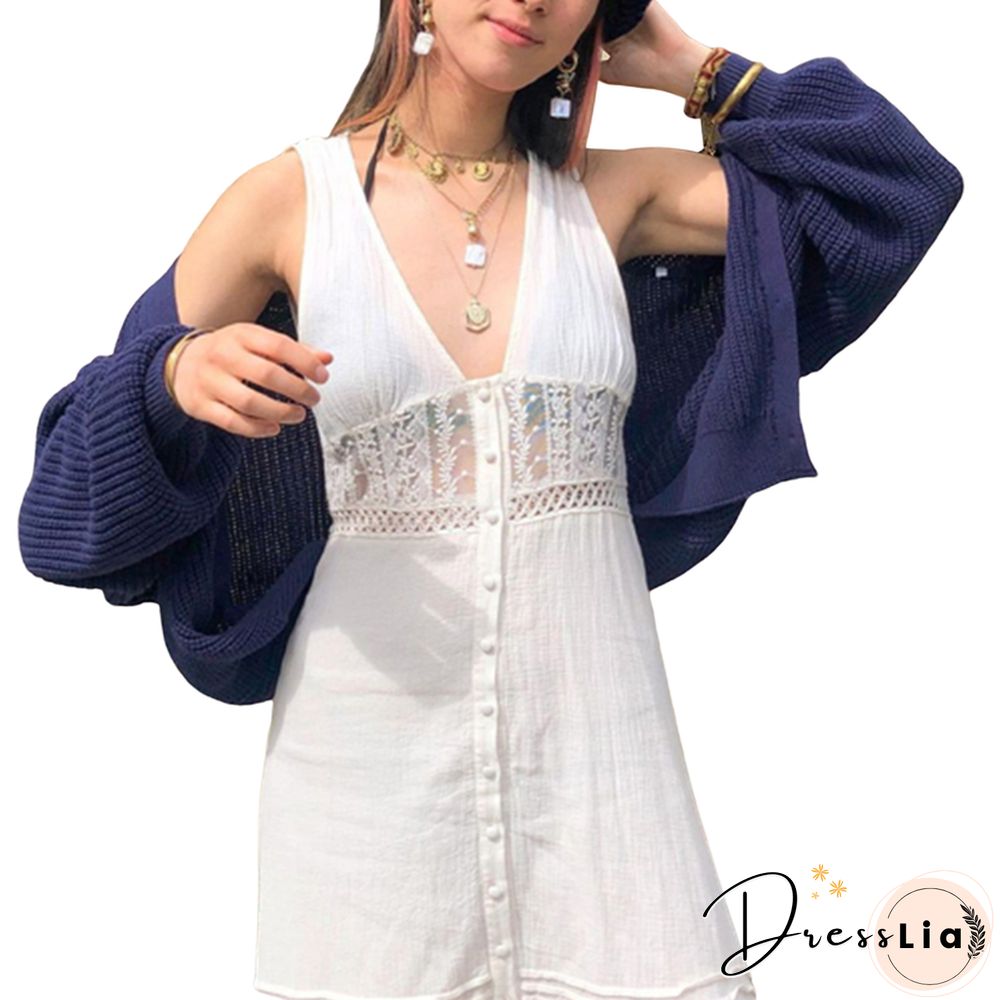 New Sweater Autumn White Knitted Cardigan Cute Bear Pattern Coat Sweater Female Clothes V Neck Button Tops