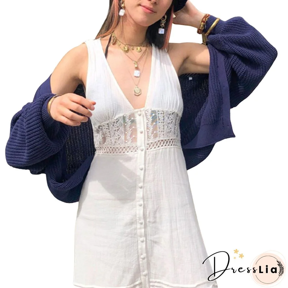 New Sweater Autumn White Knitted Cardigan Cute Bear Pattern Coat Sweater Female Clothes V Neck Button Tops