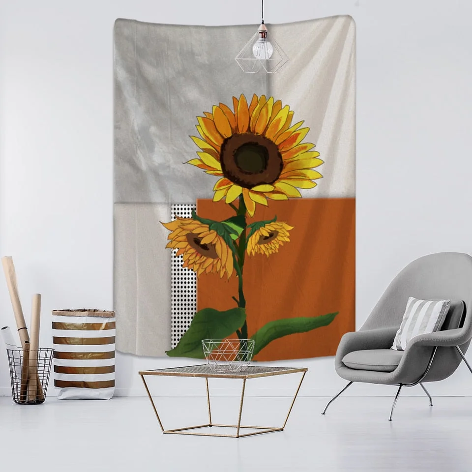 Plant Oil Painting Tapestry Wall Hanging Bohemian Hippie Witchcraft Mural Dormitory Study Aesthetics Room Home Decor