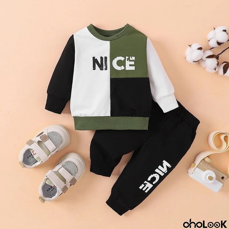 NICE Color Block Tee and Pants Set