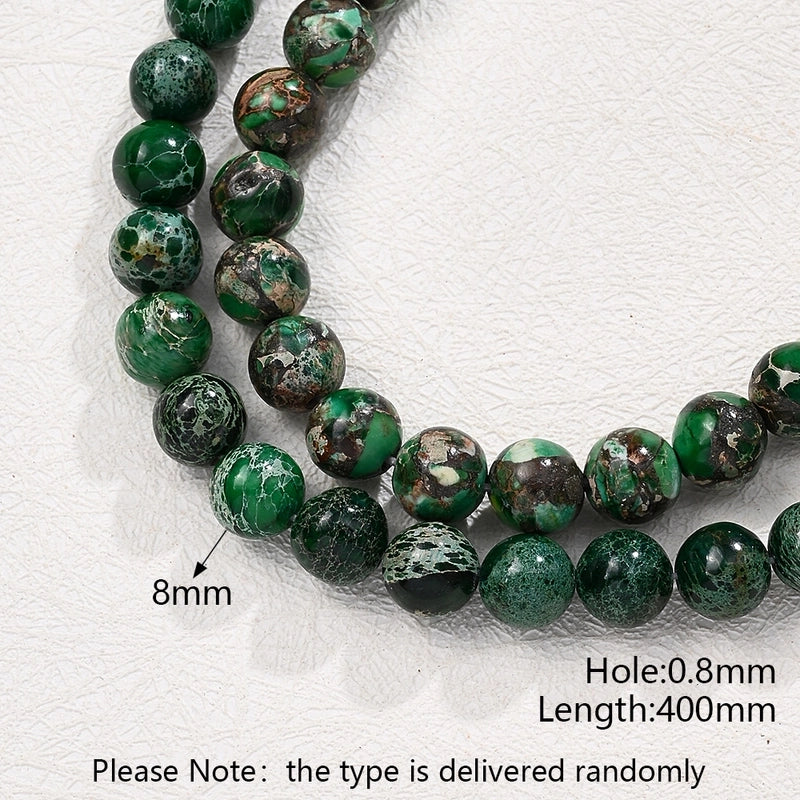 1 Strand/Package 8mm Hole Under 1mm Natural Stone Imperial Jasper Marble Simple Polished Beads