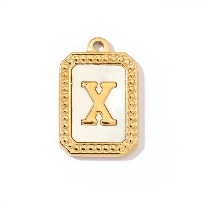 A Pack Of 3 201 Stainless Steel Shell 18K Gold Plated Letter Polished Pendant