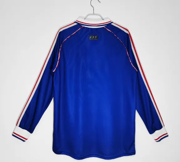 1998 France Home Retro Long Sleeve  Football T-Shirt Thai Quality