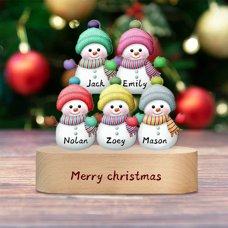 Navidad-Decoración navideña de madera y acrílico muñecos de nieve 5 nombres personalizados