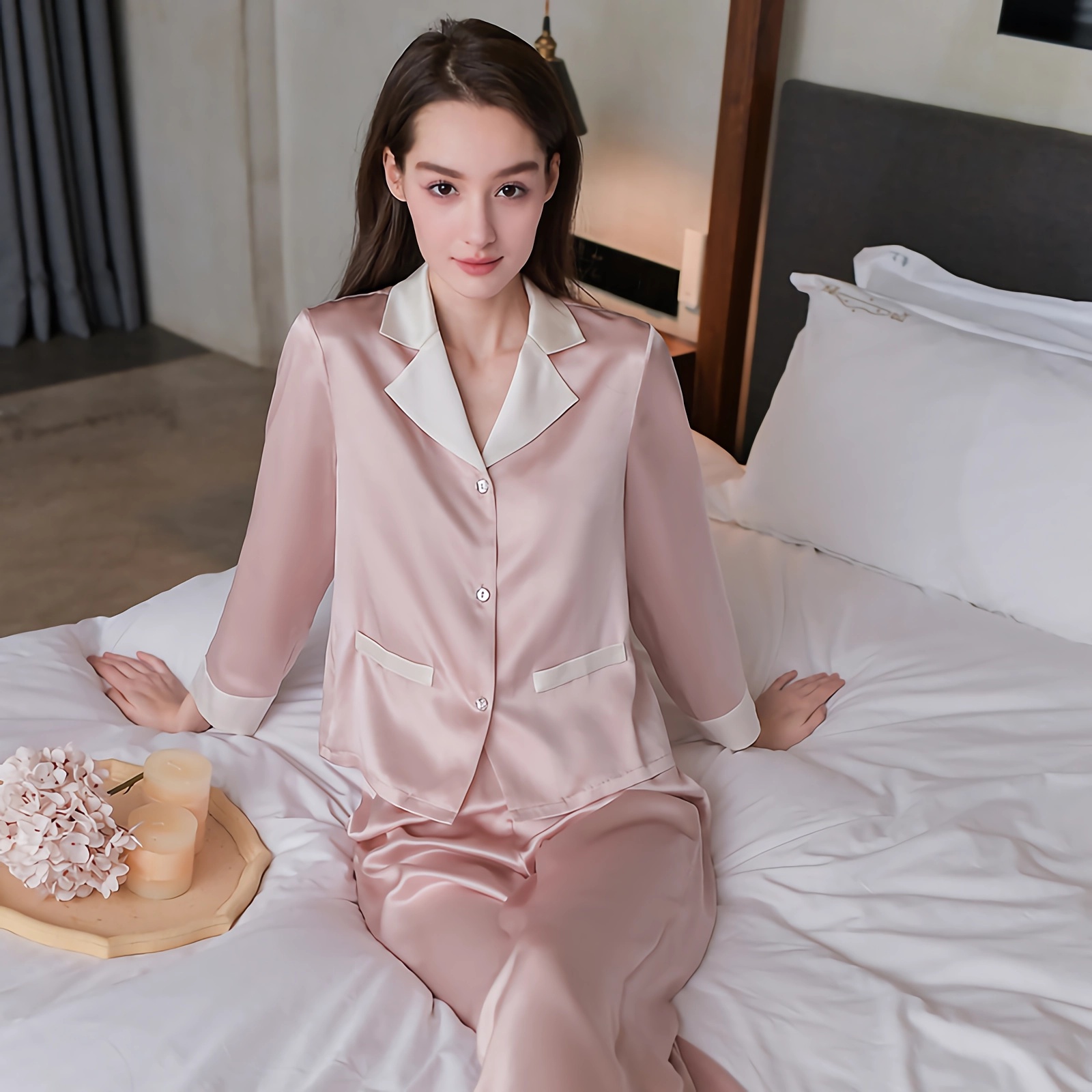 Silk Pajamas For Women Lapel Collar REAL SILK LIFE