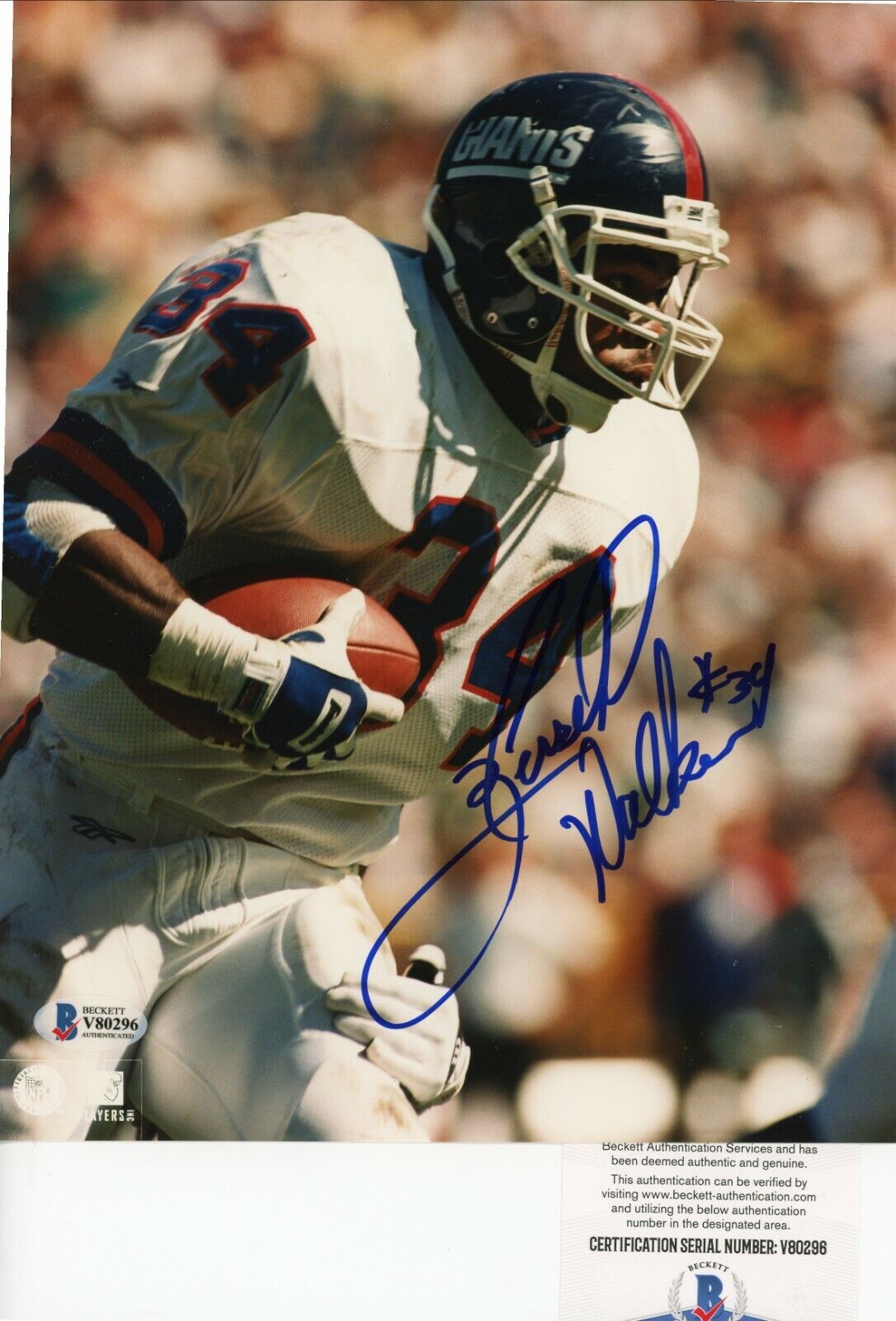 Herschel Walker Giants Cowboys Signed Autographed 8x10 Glossy Photo Poster painting Beckett