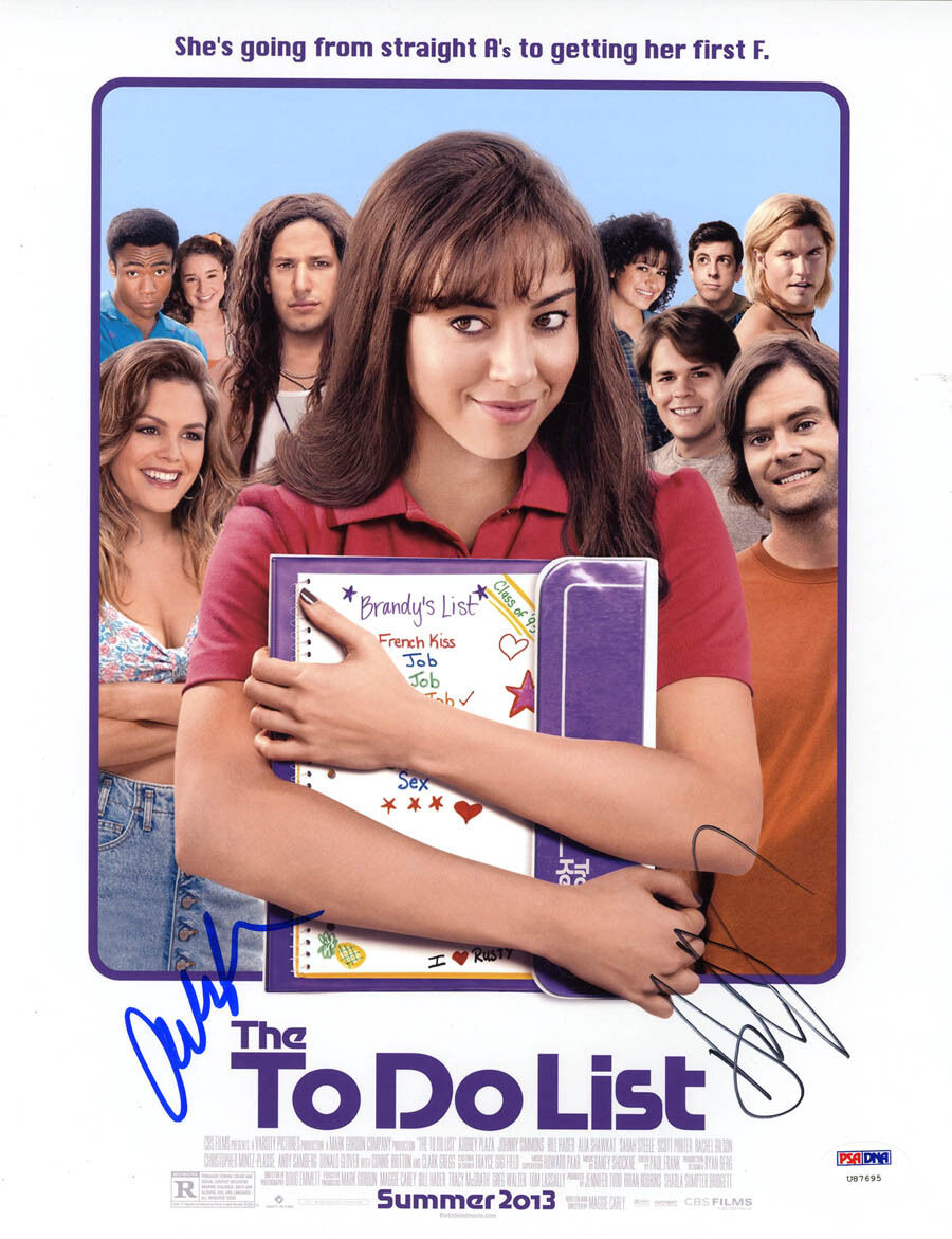 Aubrey Plaza Andy Samberg DUAL SIGNED 11x14 The To Do List PSA/DNA AUTOGRAPHED