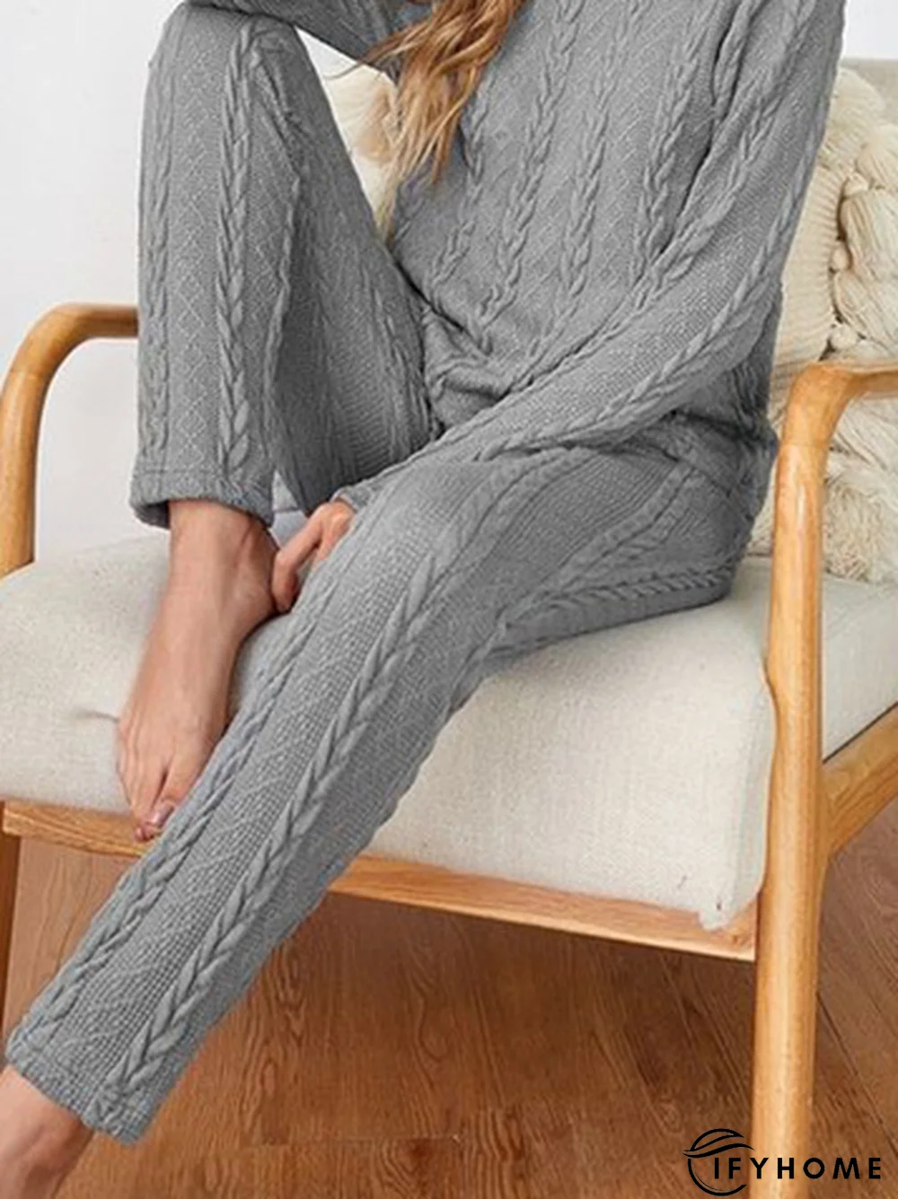 Casual Jacquard Long sleeve Loose Two-Piece Set | IFYHOME