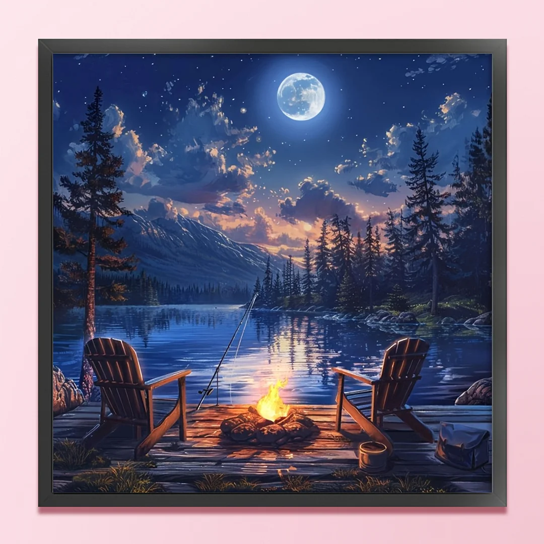 Campfire Castle Full 14CT DIY Counted Cross Stitch Kits for Home Decor 40x40cm
