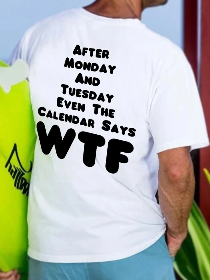 Funny text double-sided printing round neck short-sleeved T-shirt