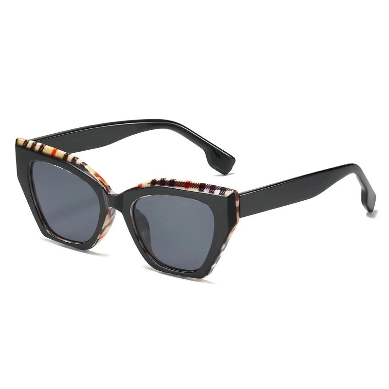 Fashion Plaid Ac Cat Eye Full Frame Women’s Sunglasses