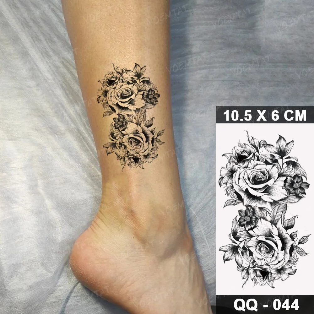 Sdrawing Plant Waterproof Temporary Tattoo Sticker Woman Girl Man Color Flower Flash Tatoo Ankle Body Art Transferable Fake Tatto