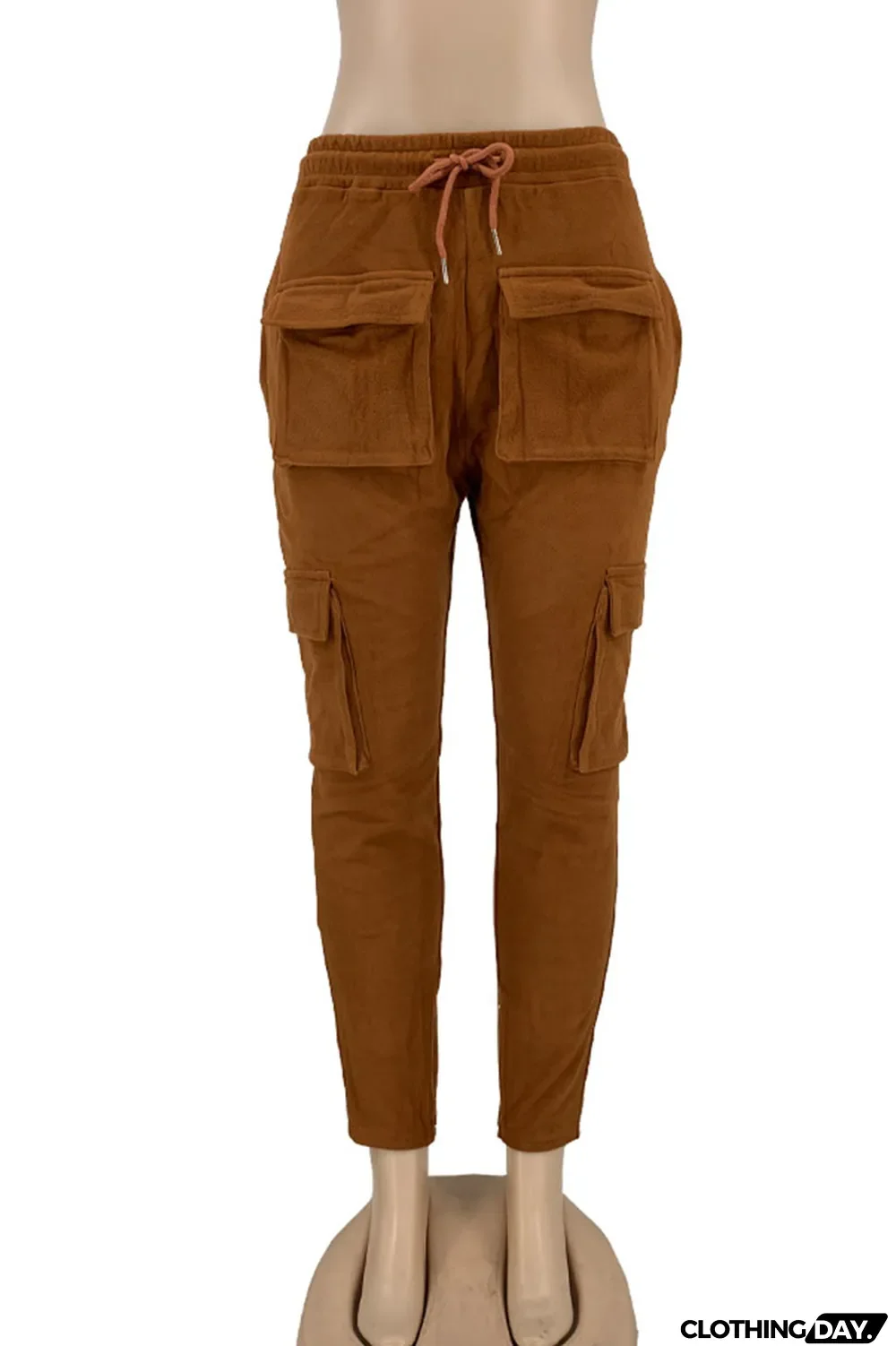 Yellow Street Solid Split Joint Pocket Straight High Waist Straight Patchwork Bottoms