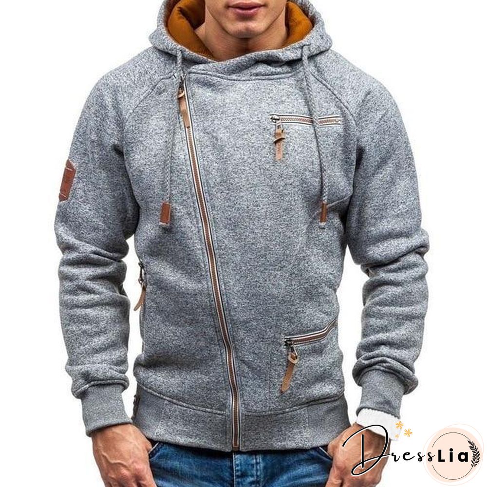 Hoodie Casual Solid Long Sleeve Hoodies Sweatshirts Slim Zipper Hoody Sweatshirt Men Hooded Streetwear