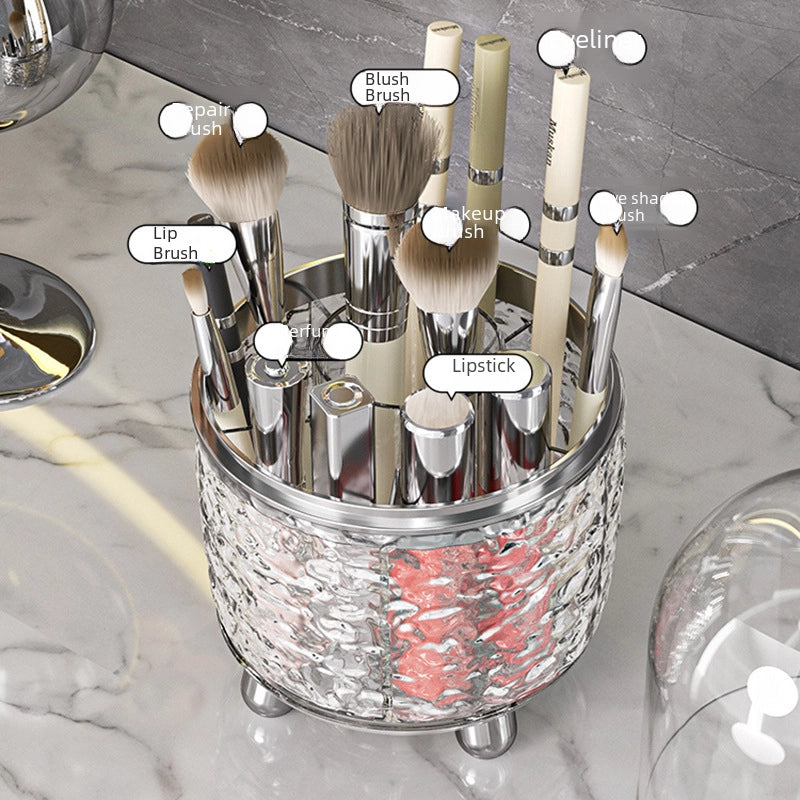 Glacier Pattern Rotatable Makeup Brush Tube Transparent Desktop Storage Bucket Dustproof Eyebrow Pencil With Lid Eye Shadow Pen Storage Tube