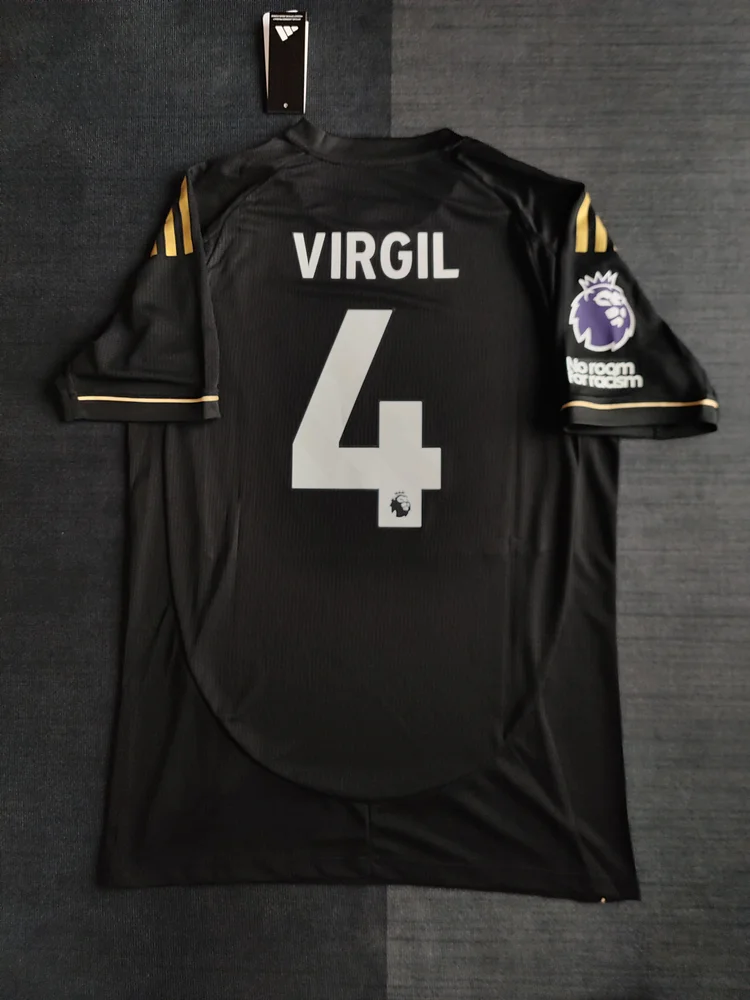 Fans 2025-26 Liverpool Black Special Edition No.4 Virgil Jersey (With Premier League armband, engraved on the back: Virgil + 4)