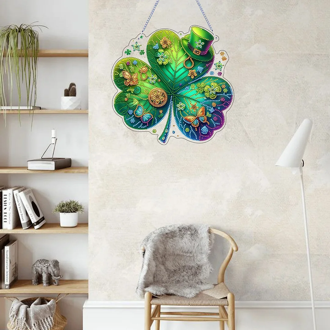 St. Patrick s Day 2 DIY 2D Flat Acrylic Diamond Painting Dots Pendant for Adults