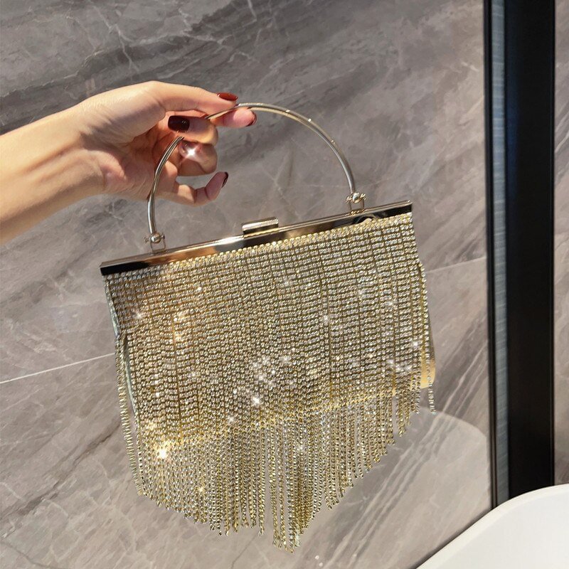 Women purses and handbags luxury designer Clutch Bag 2021 new Rhinestone Banquet Gold Evening Bag Party Purse Chain Shoulder Bag