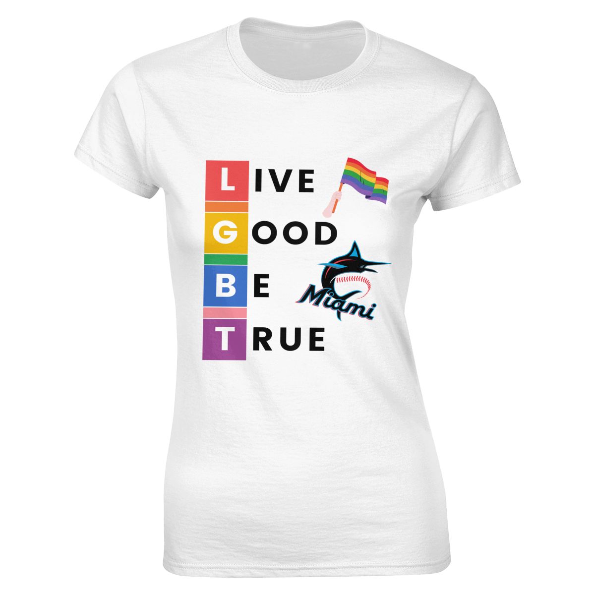Miami Marlins LGBT Pride Women's Soft Cotton T-Shirt