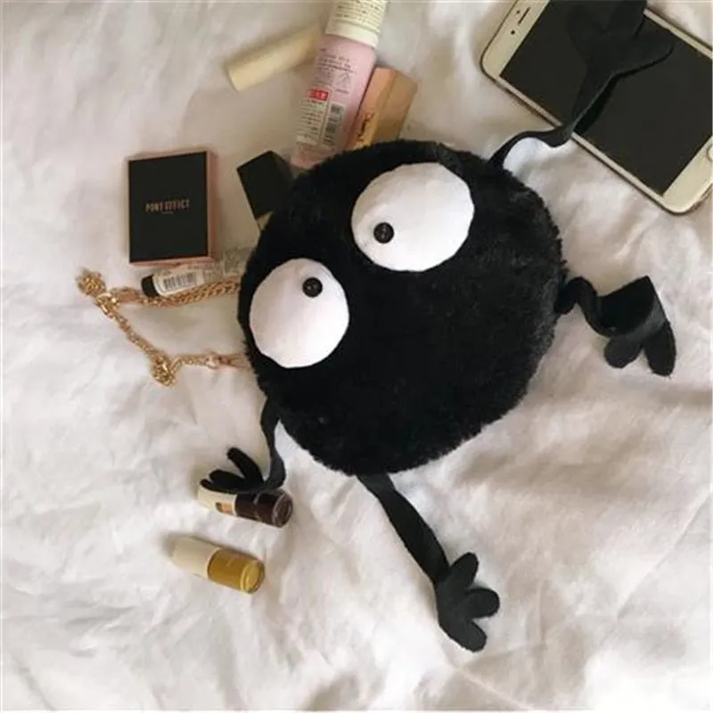 NiceMix Streetwearwomen Canvas Messenger Bags Funny Cute Ugly Cute Small Bag One-shoulder  Small Black Wool Briquette Style