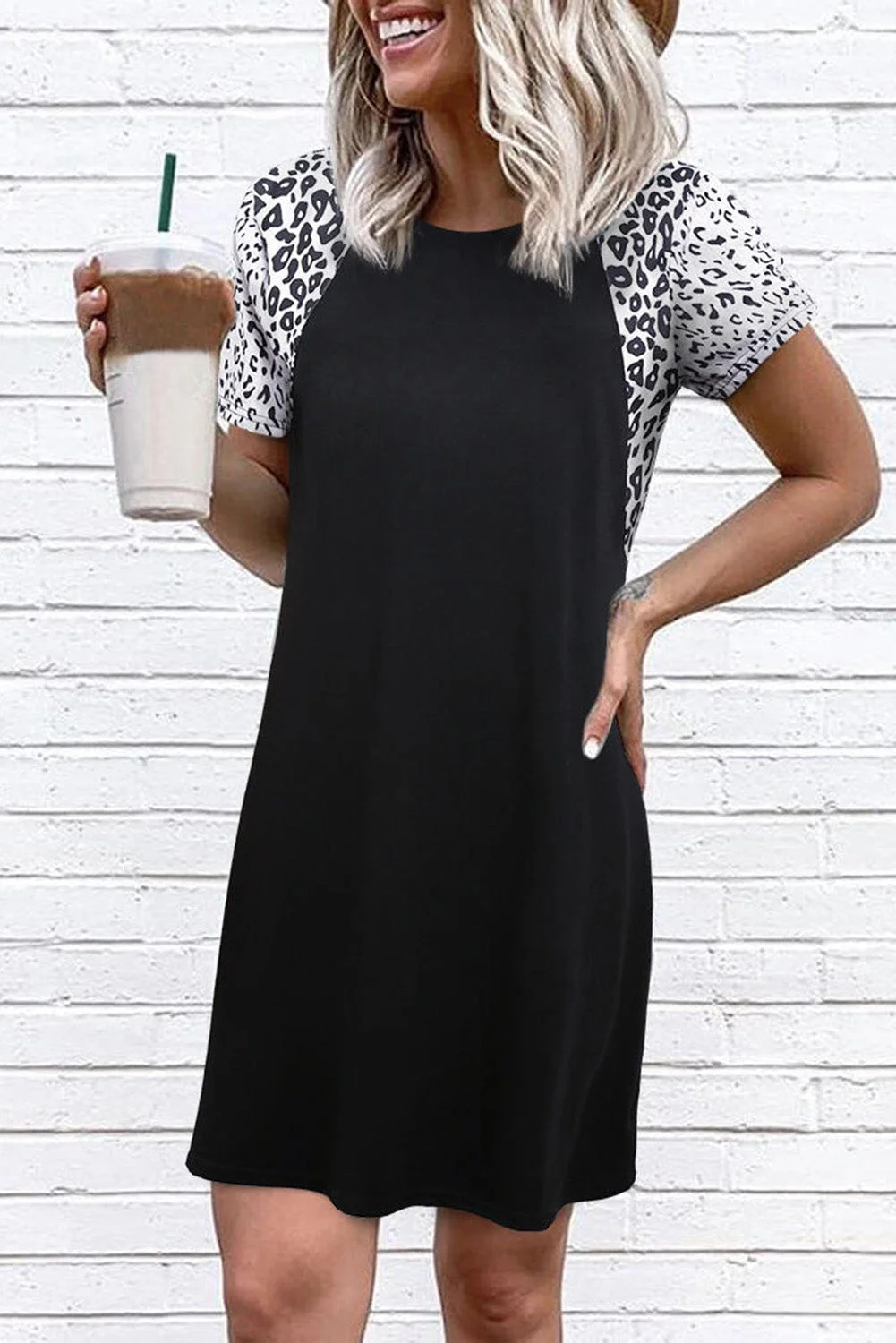Buzzdaisy Splicing O-Neck Mini Dress