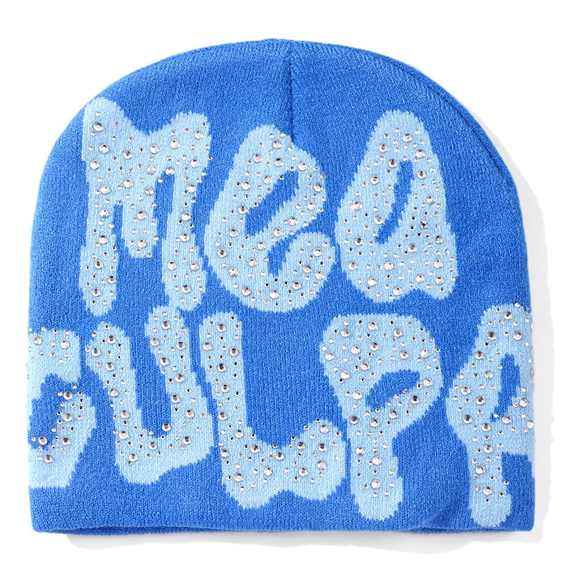 Mea Culpa Beanie With Rhinestones Brown&Pink