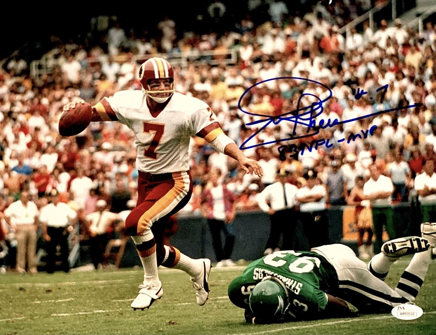 Joe Theismann Signed Washington Redskins 11x14 Photo Poster painting JSA WP93510 w/ Inscription