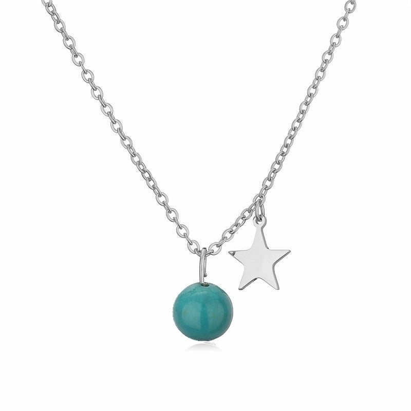 Casual Minimalist Star 304 Stainless Steel Natural Stone Plating Pendant Necklace