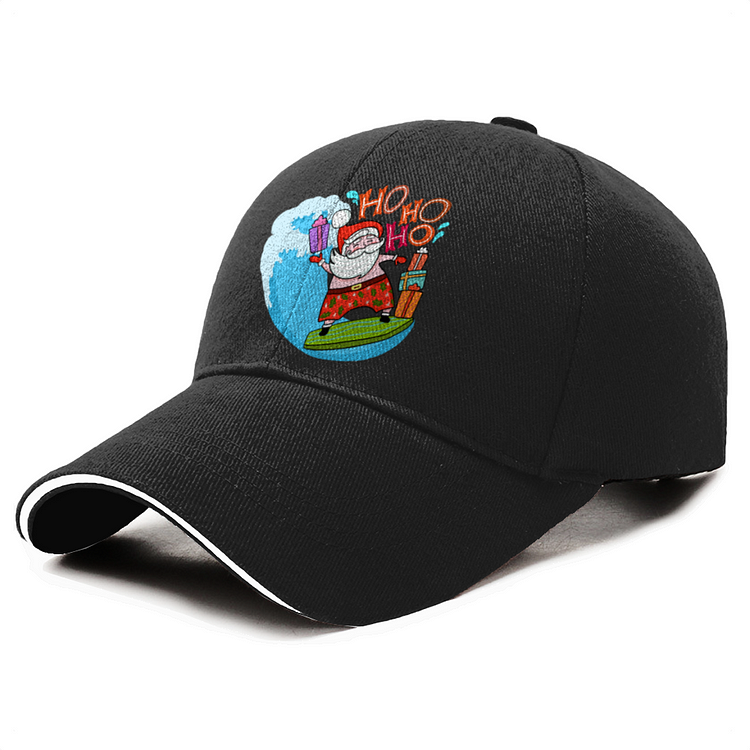 Santa Claus Surfing To Deliver Presents, Christmas In July Baseball Cap