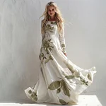 Women's Vintage Floral Art Long Sleeve Maxi Dress - Image 2