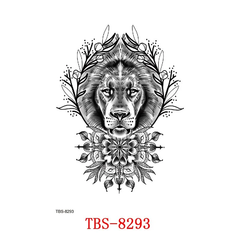 Sdrawing Forest King Animal Tattoo Sticker for Men Tiger Skull Skeleton Fake Tattoo for Women Wolf Tattoo Temporary Waterproof