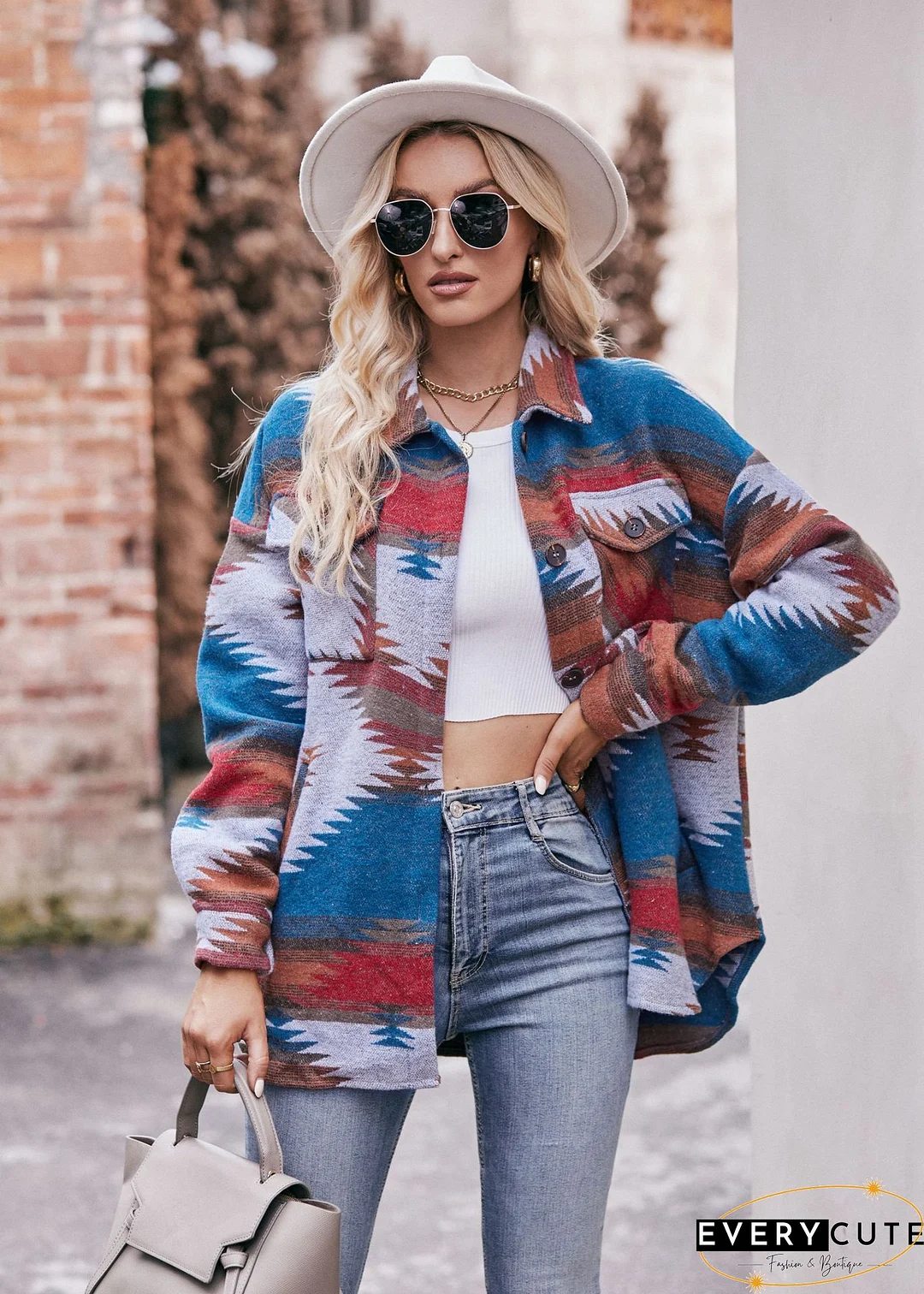 Casual Shirt Collar Ethnic Overcoat