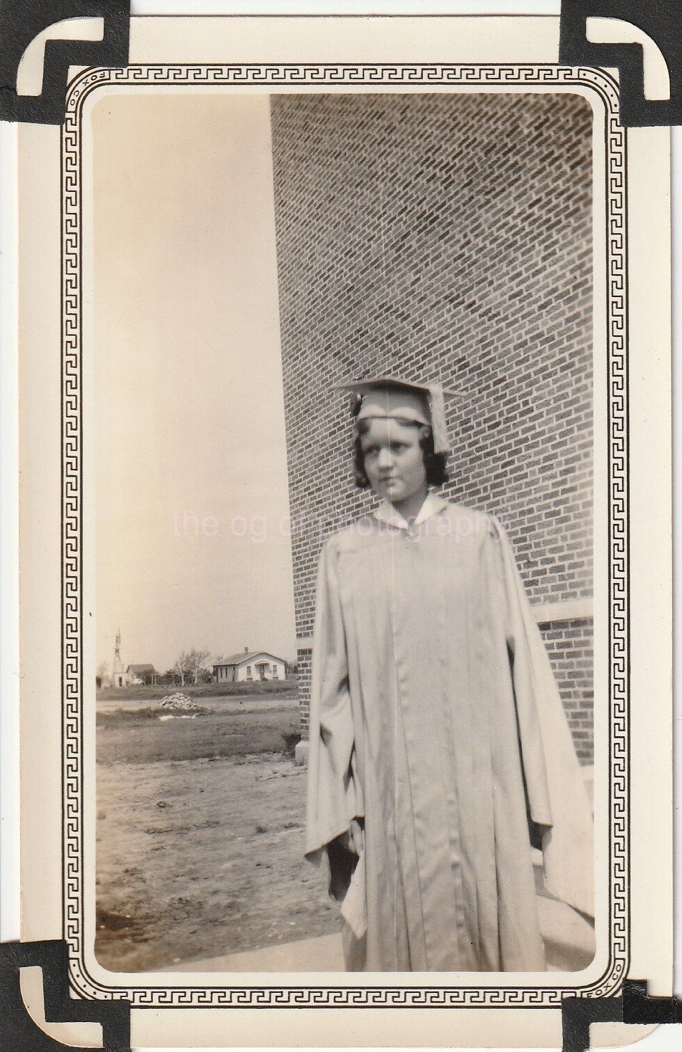 THE GRADUATE Found Photo Poster paintinggraph bwPortrait VINTAGE Young Girl 91 5