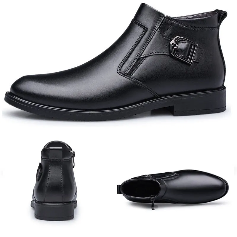 Retro Wrinkle 100% Genuine Leather Mens Chelsea Boots Original Designer Waterproof Ankle Boots Monk Strap Men Shoes Oxfords