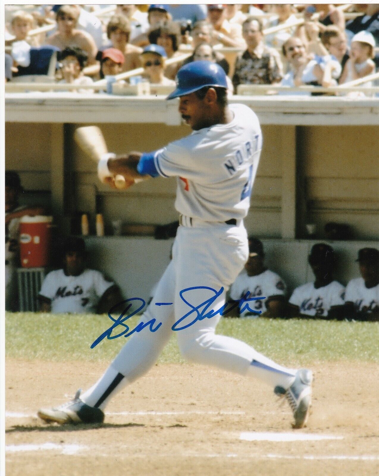 BILL NORTH LOS ANGELES DODGERS COLOR ACTION SIGNED 8x10